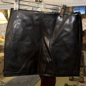 Black polyurethane, leather mini skirt